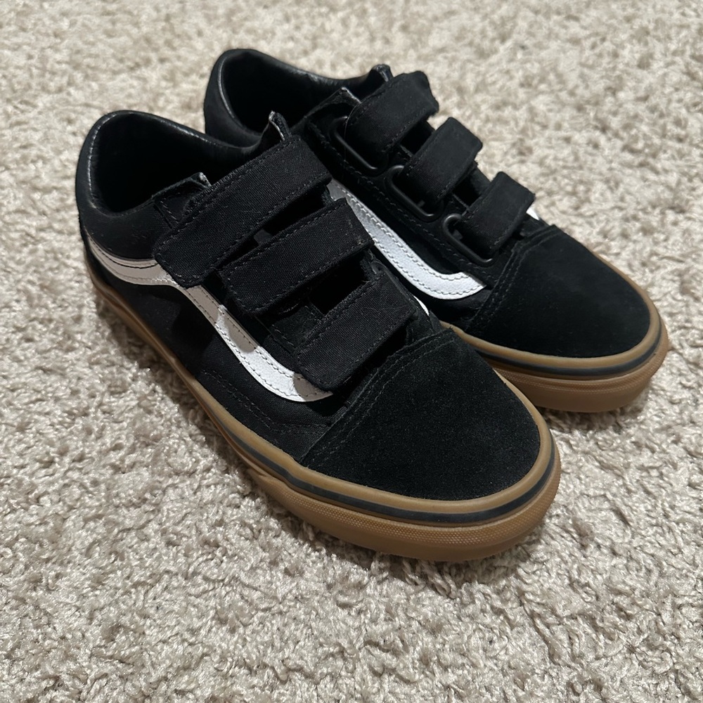 Vans Black and White Velcro Sneakers